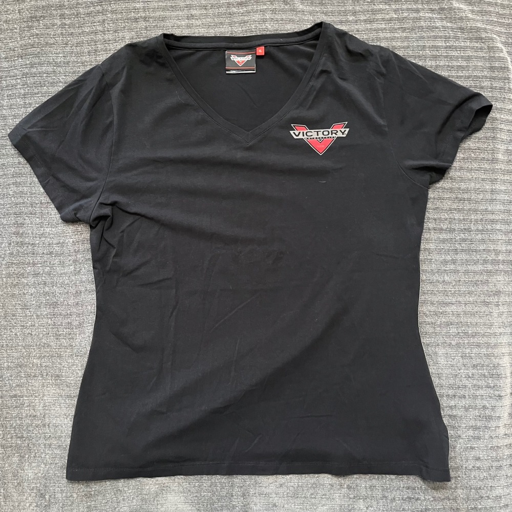 Victory Motorcycle Women's Black Performance T-Shirt Large V-Neck